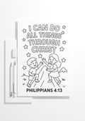 Colorful Scripture Coloring Pack by Kingdom Kids Club featuring biblical images and activities for children.