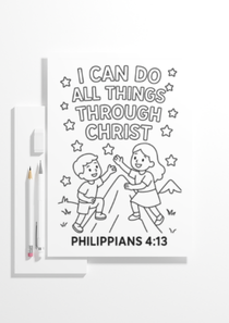 Colorful Scripture Coloring Pack by Kingdom Kids Club featuring biblical images and activities for children.