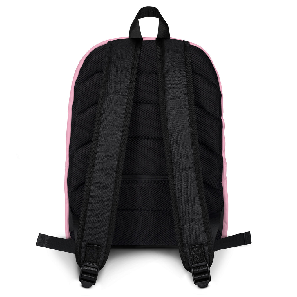 Pink Kingdom Kids Club backpack with joyful I Am Joyful print, featuring adjustable straps and spacious main compartment.