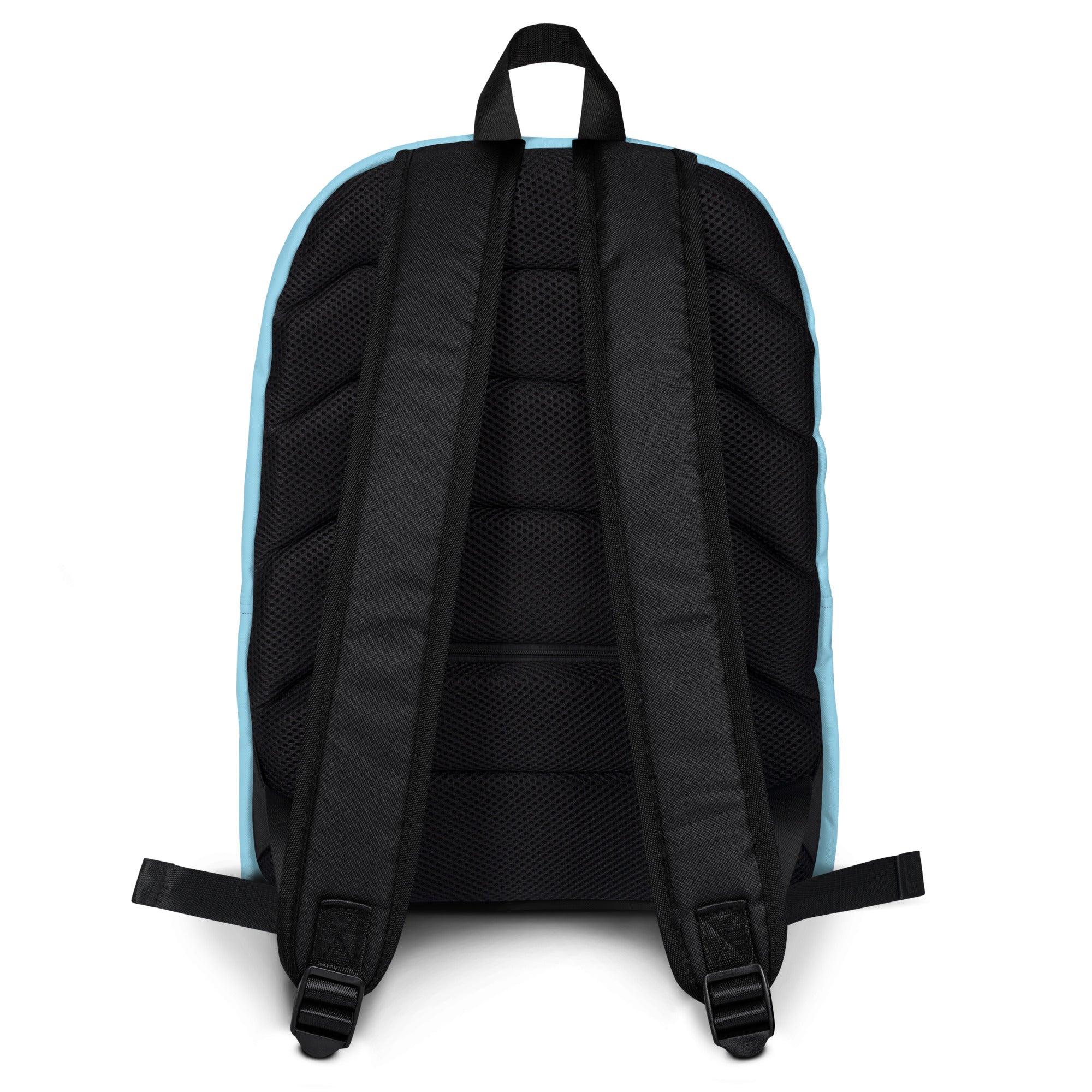Blue backpack with all-over print featuring playful sound-themed designs, ideal for kids, by Kingdom Kids Club.