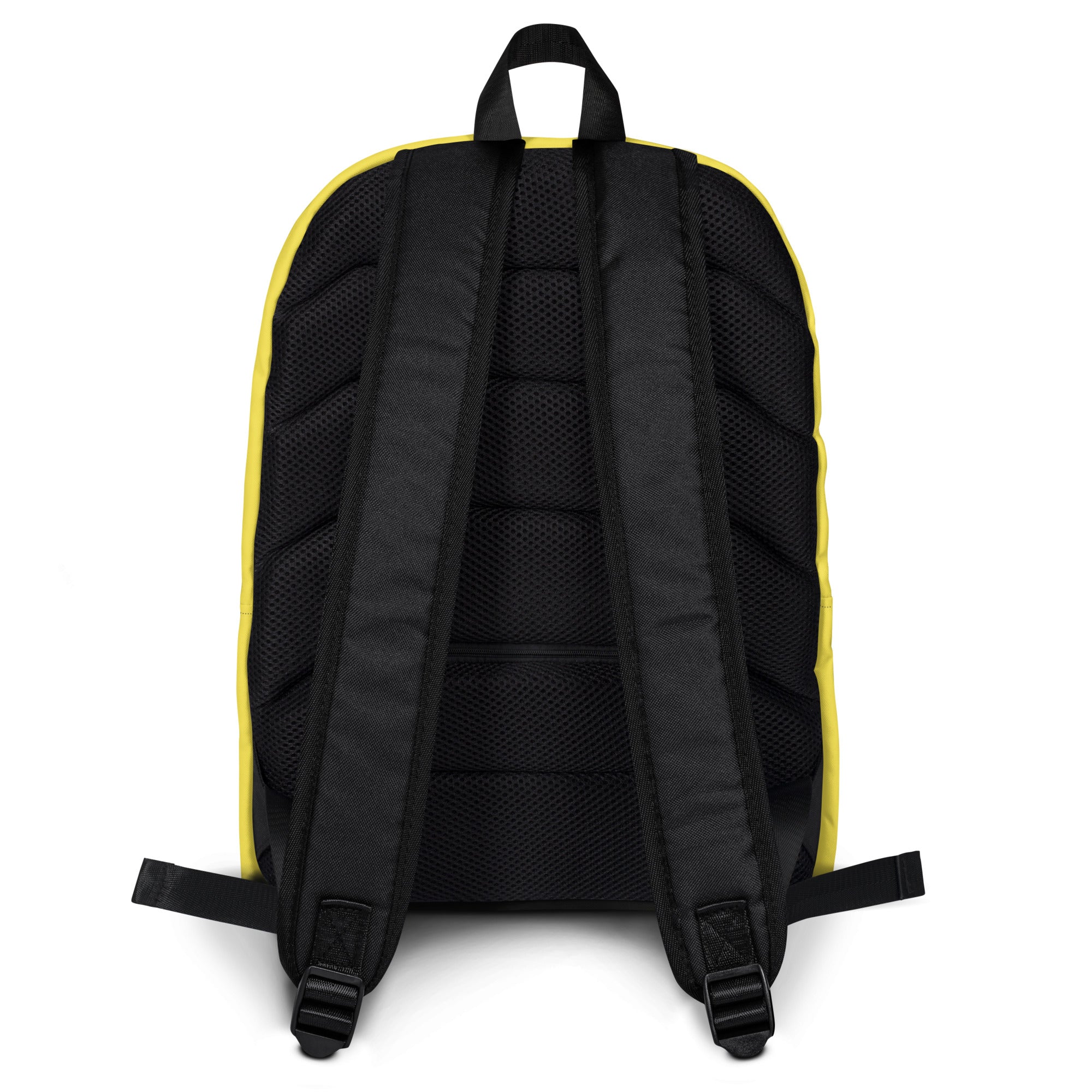 Yellow Kingdom Kids Club backpack with all-over sound mind print, featuring adjustable straps and multiple compartments.