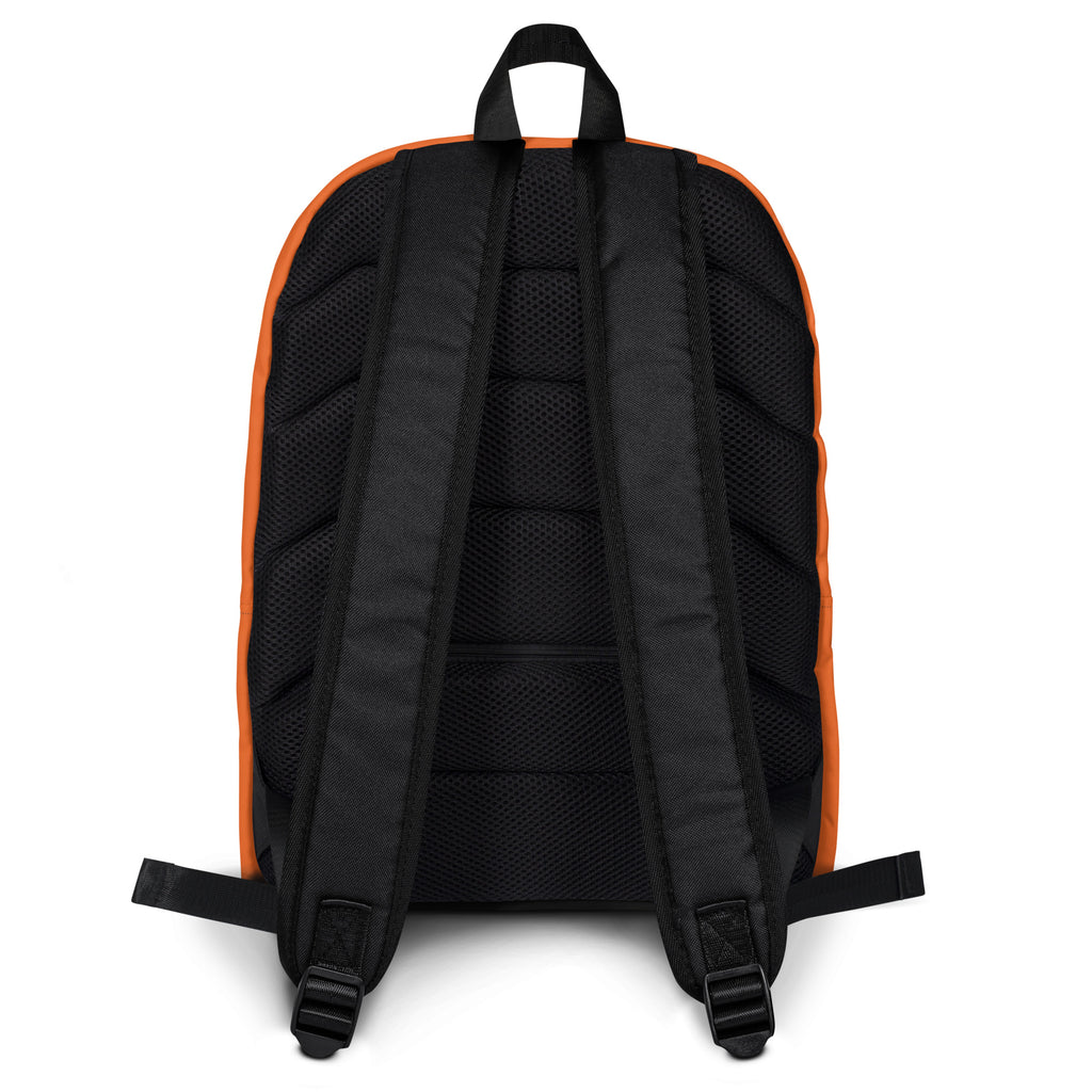 All-over-print orange backpack with joyful design by Kingdom Kids Club, featuring bright colors and playful patterns.