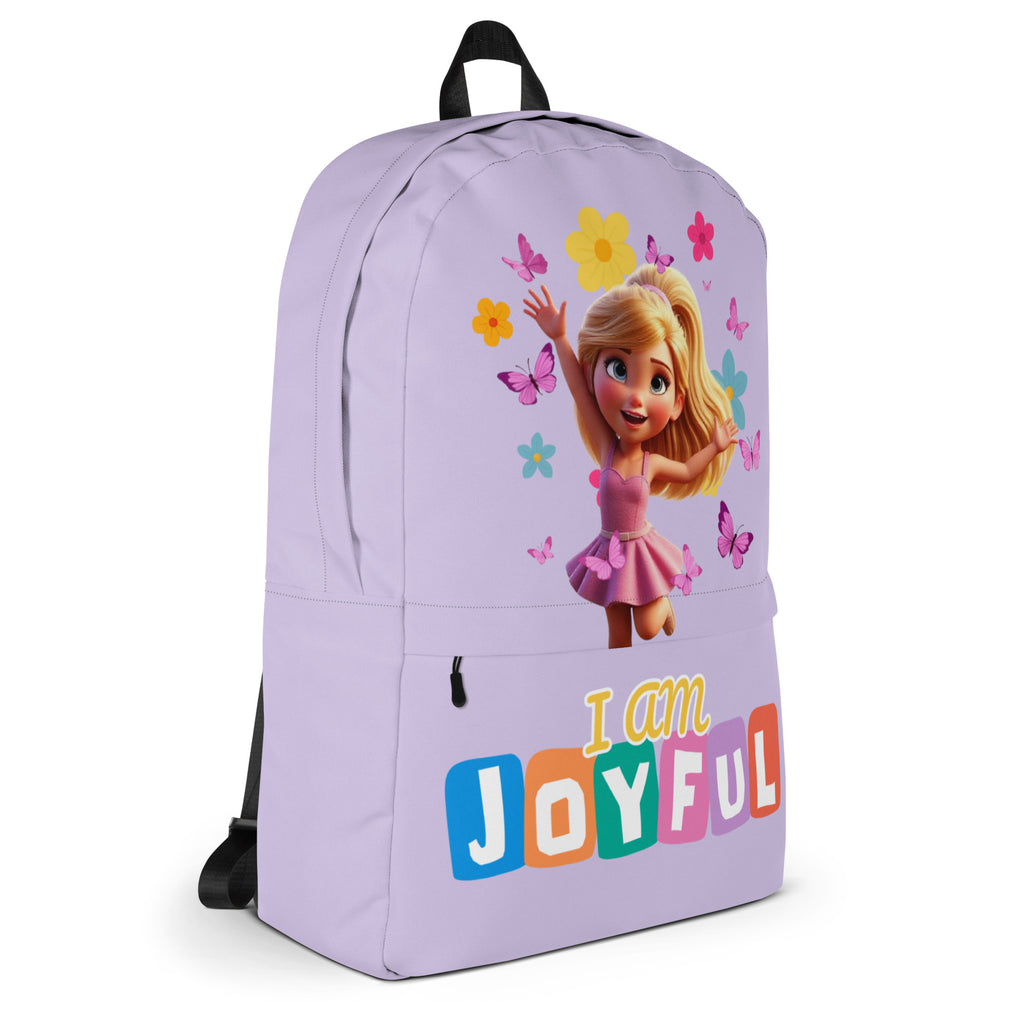 Purple Kingdom Kids Club backpack with all-over joyful print, featuring adjustable straps and a spacious main compartment.