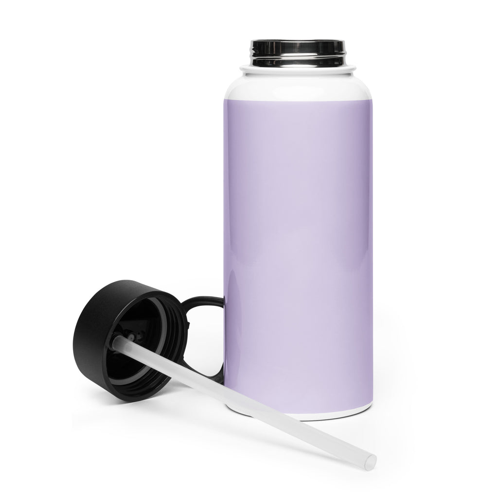 Kingdom Kids Club purple stainless steel water bottle with straw lid, 32 oz, back view, suitable for kids and active hydration.