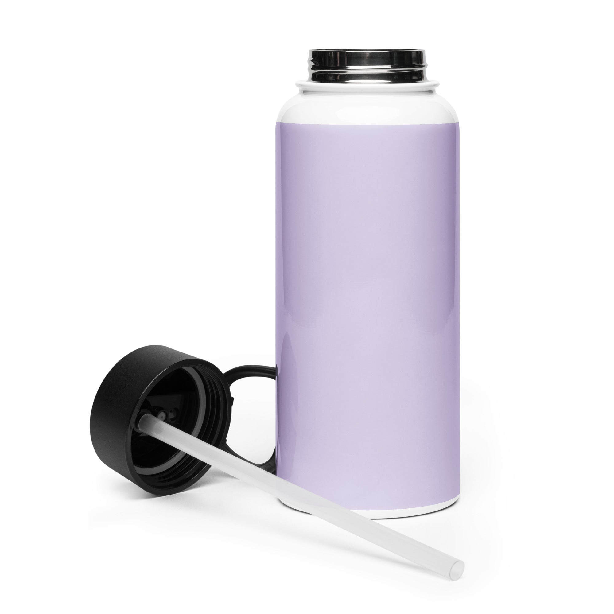 Kingdom Kids Club purple stainless steel water bottle with straw lid, 32 oz, back view, suitable for kids and active hydration.