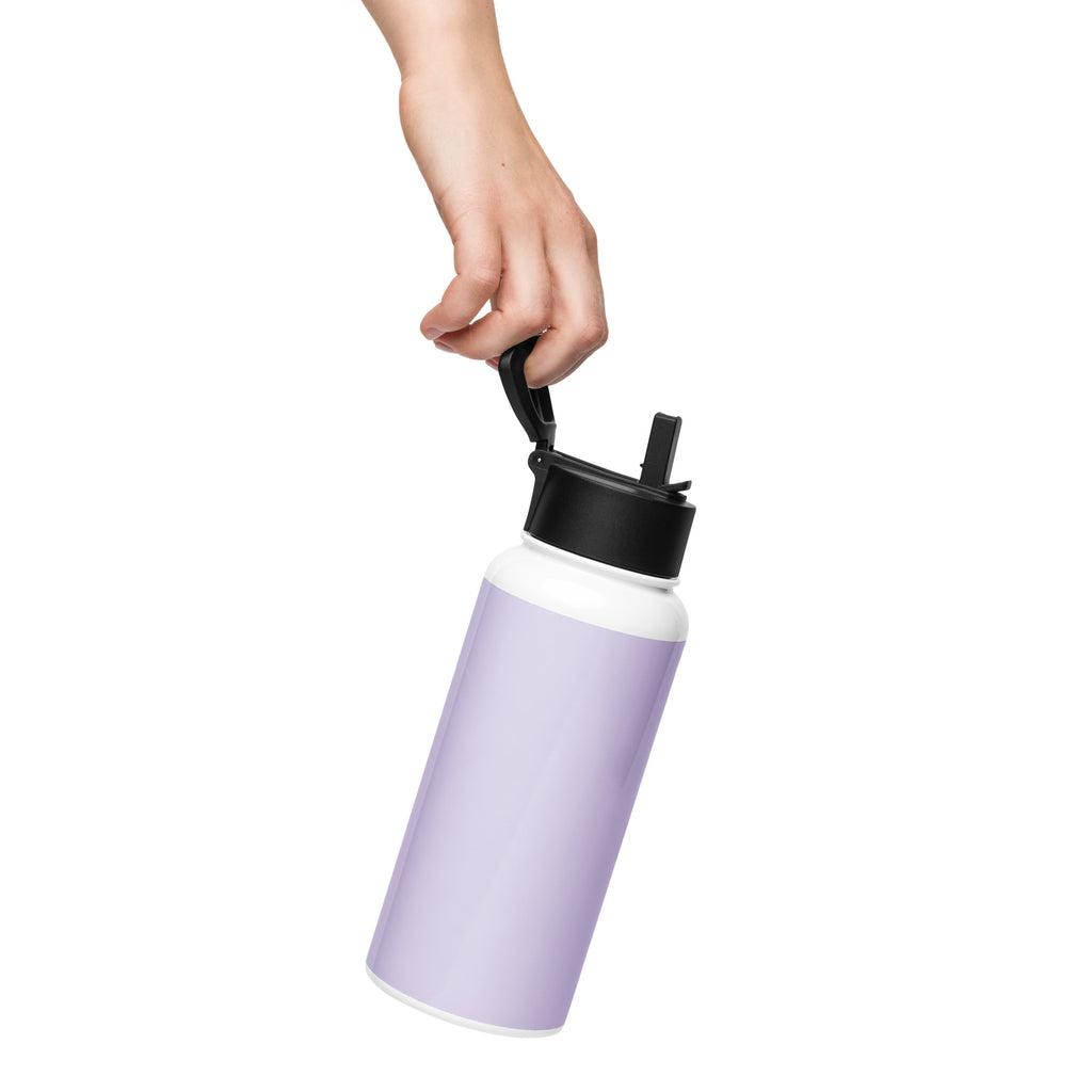 Kingdom Kids Club purple stainless steel water bottle with straw lid, 32 oz, shown from the back.