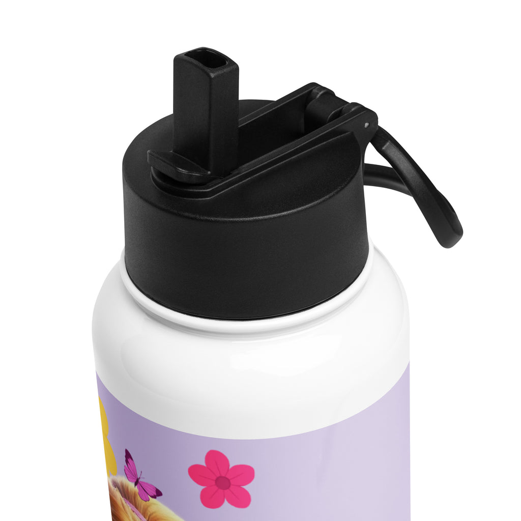 Kingdom Kids Club KKC purple stainless steel water bottle with straw lid, 32 oz, perfect for kids' hydration.